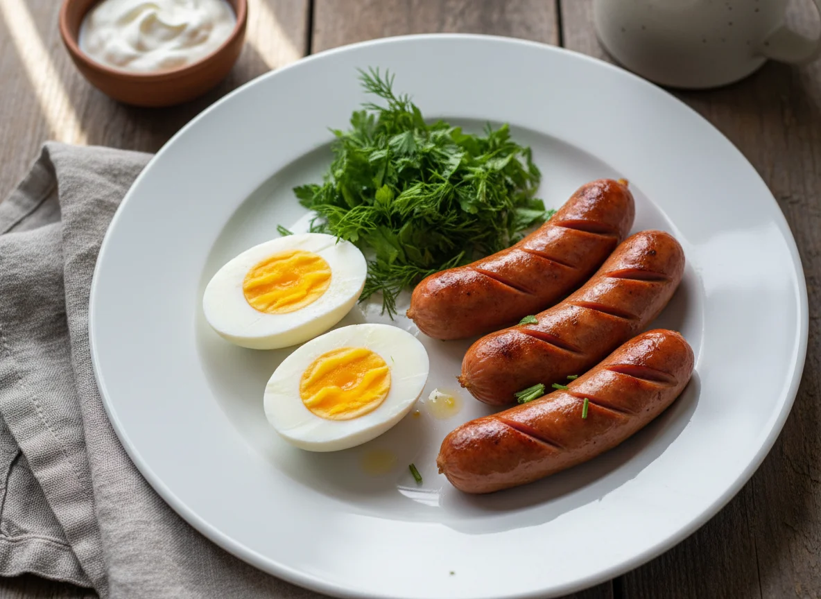 Яйца и сосиски photo