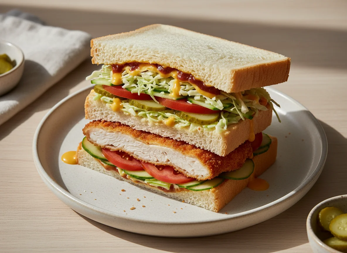 Японский сэндвич с курицей photo