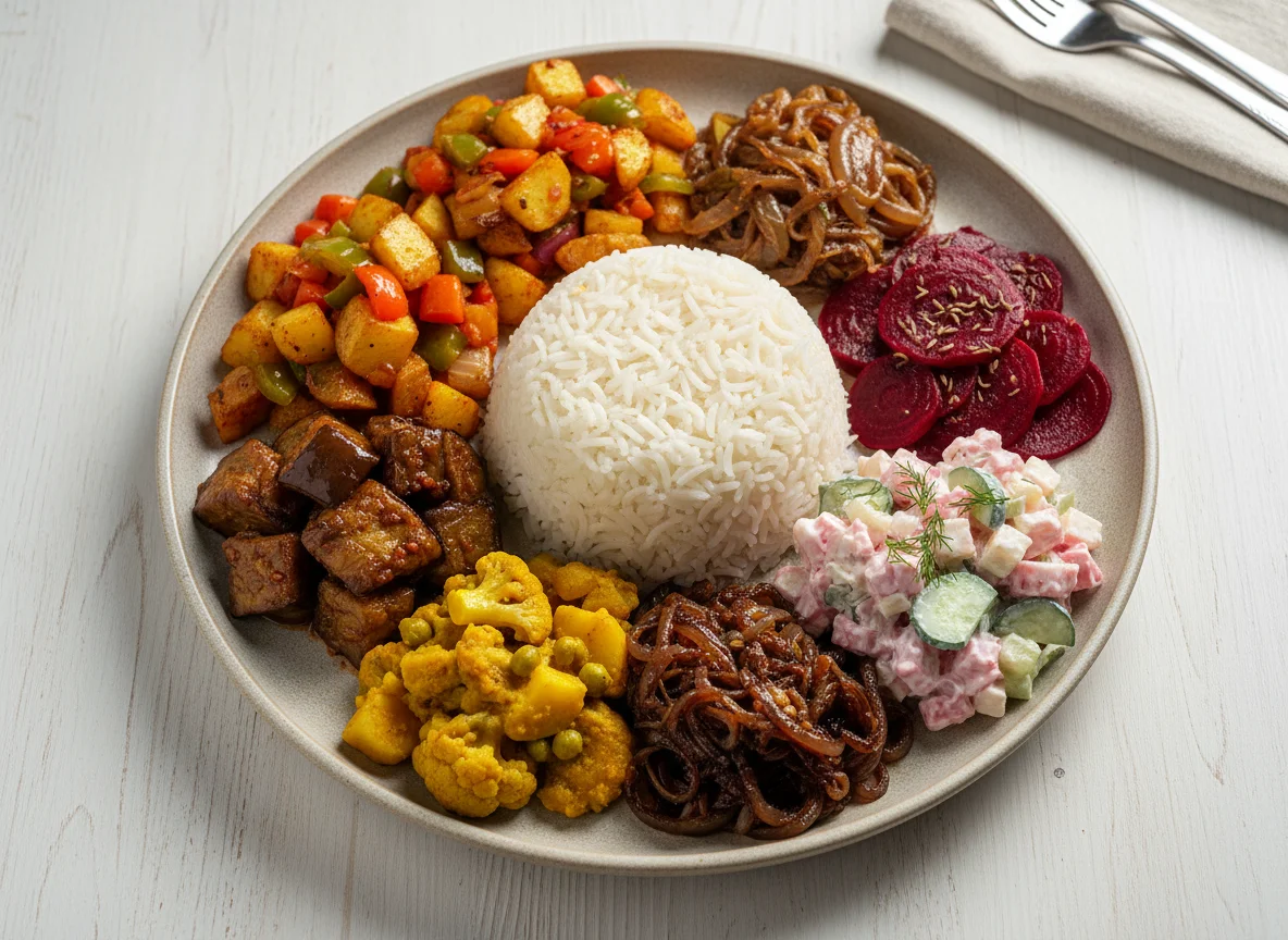 Ассорти из блюд с рисом photo