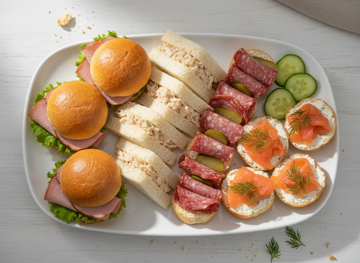 Ассорти из мини-сэндвичей и булочек photo