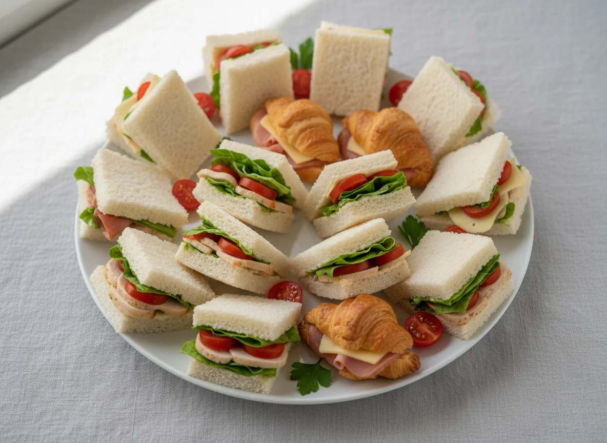 Ассорти из мини-сэндвичей и круассанов photo