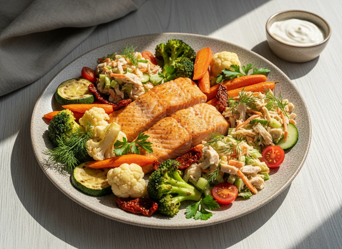 Ассорти из рыбы и овощей photo