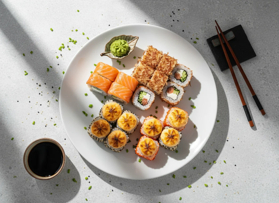 Ассорти из суши и роллов photo