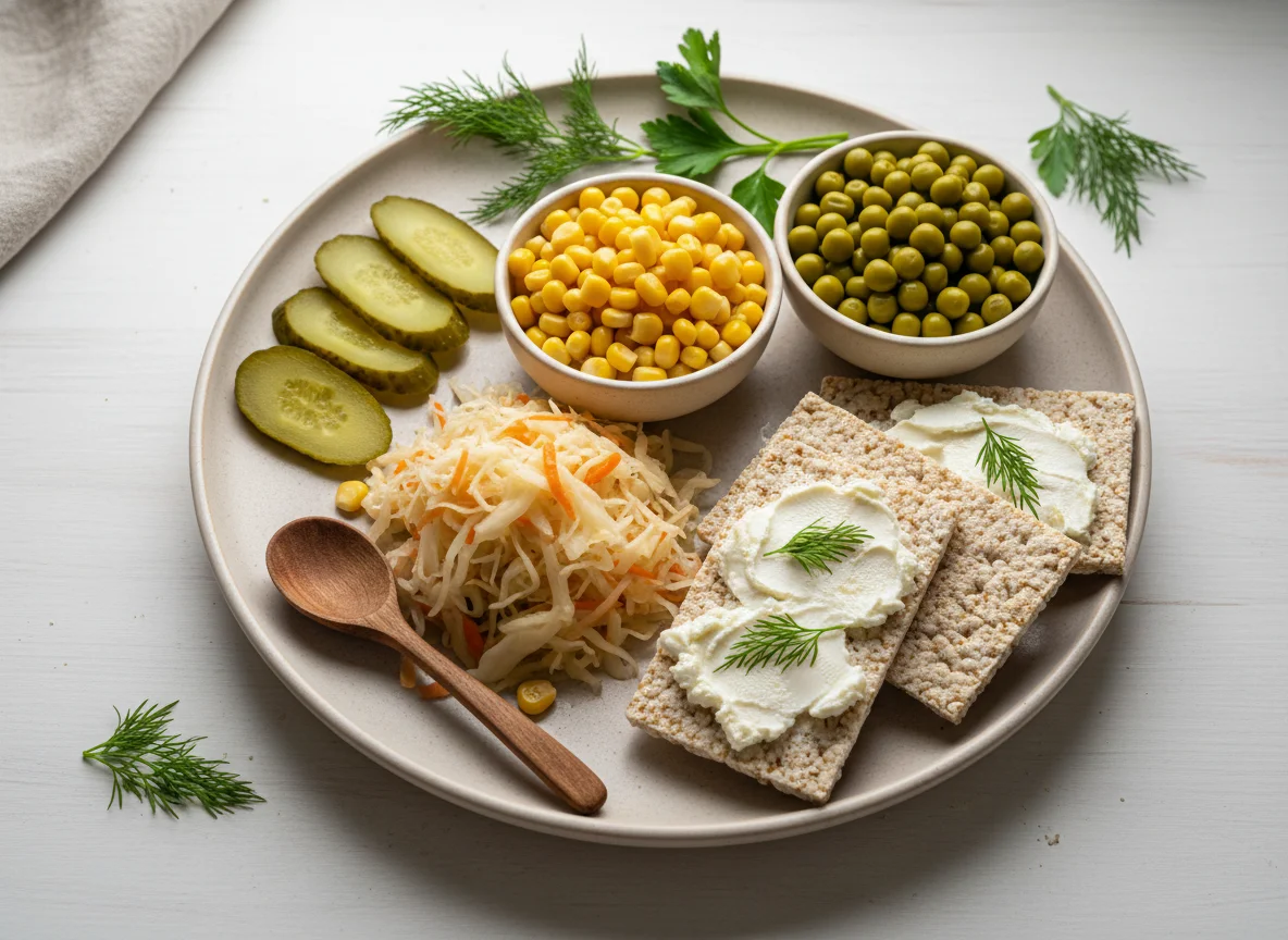 Ассорти из закусок с хлебцем photo
