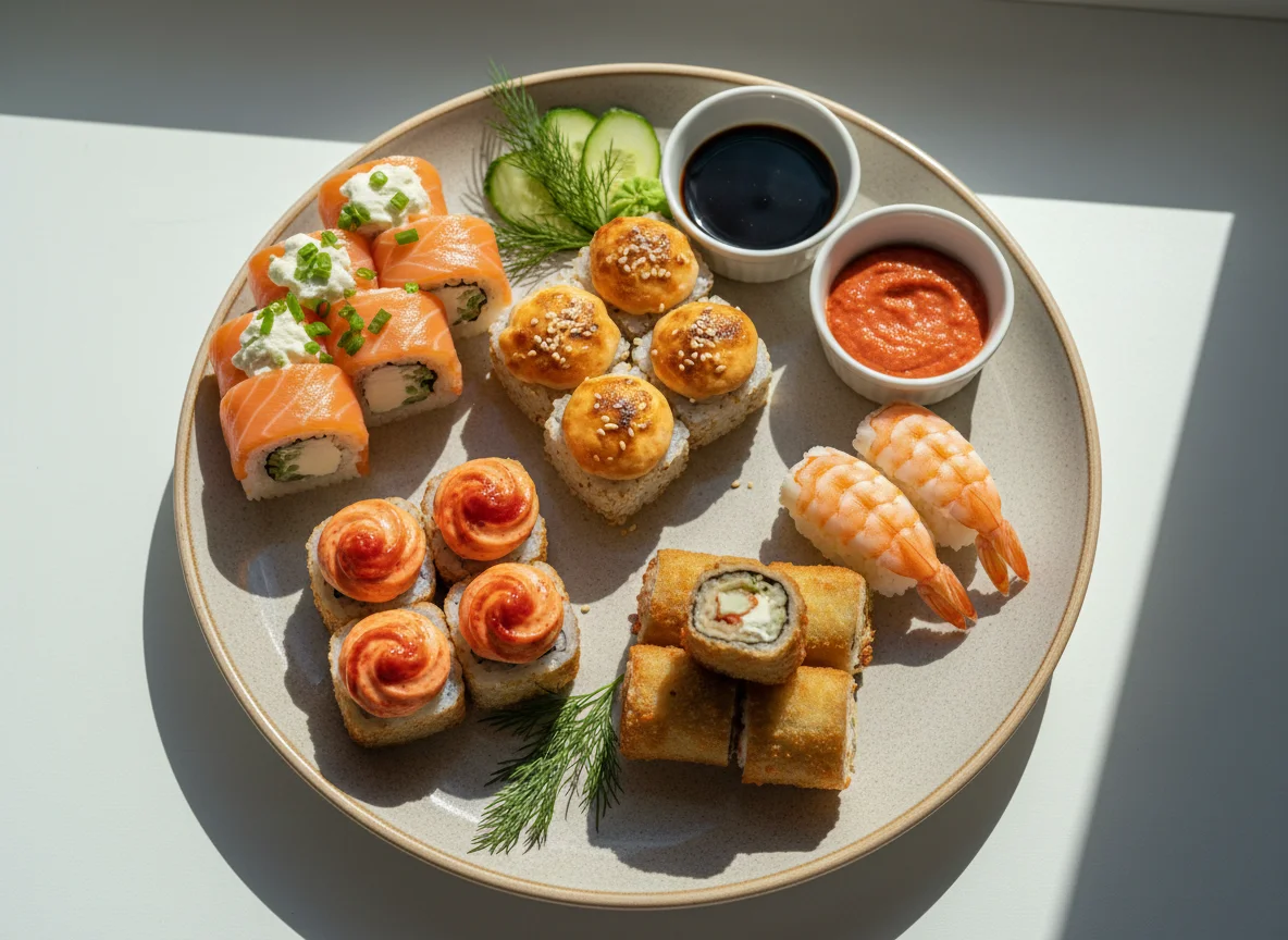 Ассорти роллов и суши photo
