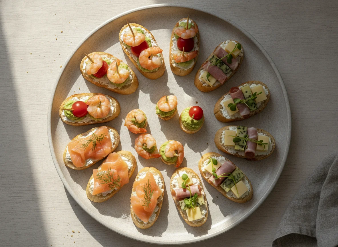 Ассорти закусок канапе photo