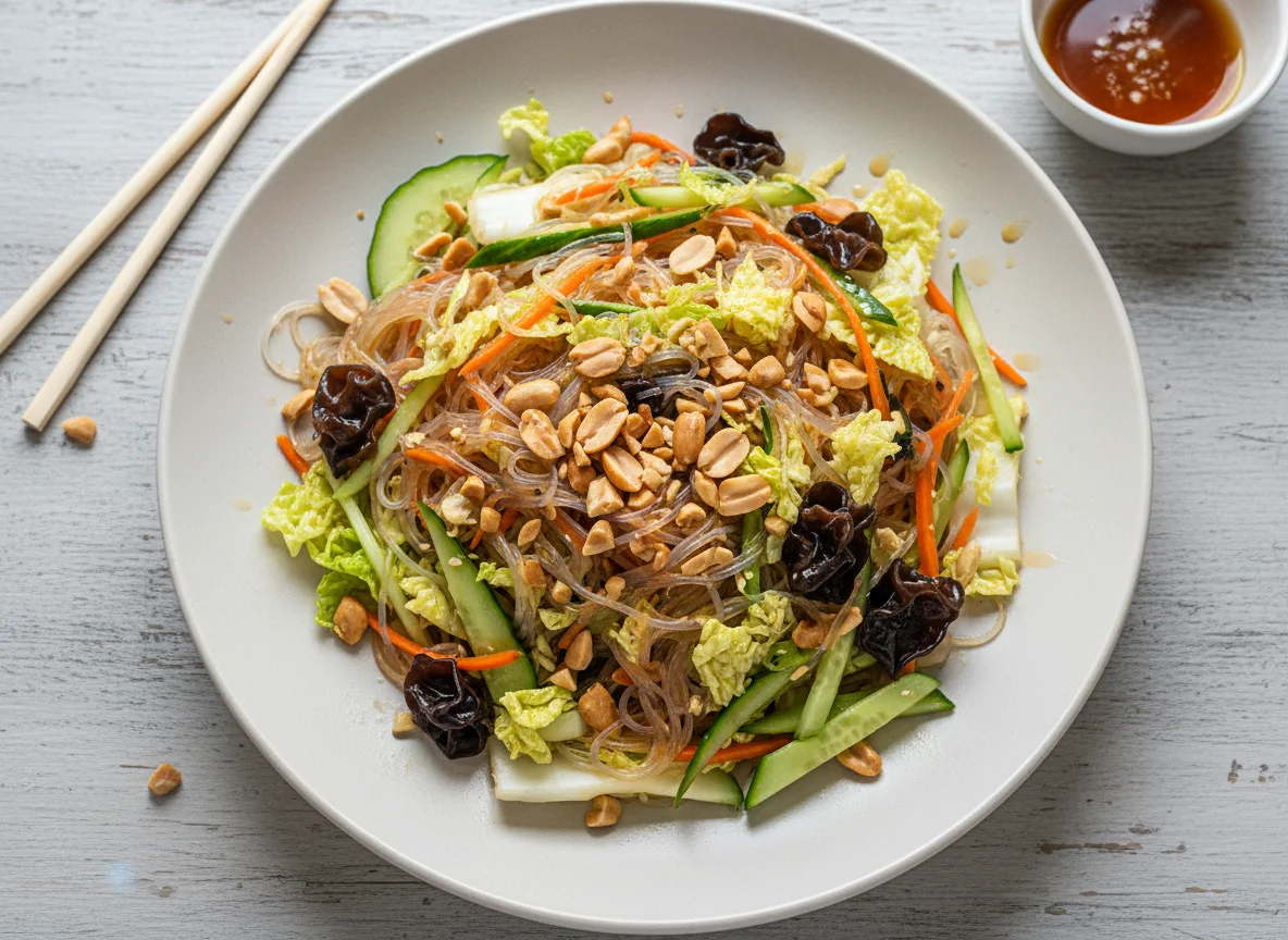 Азиатский салат с фунчозой и овощами photo