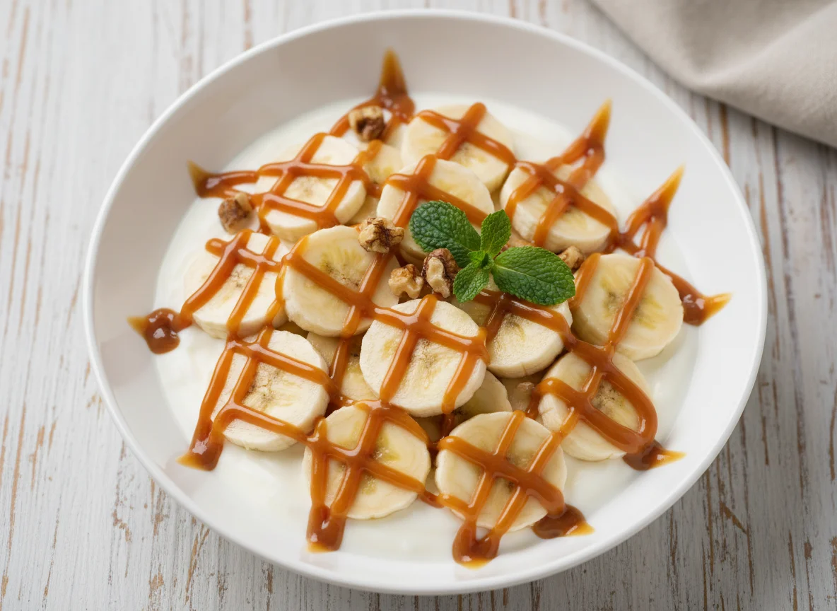 Бананы с йогуртом и карамелью photo