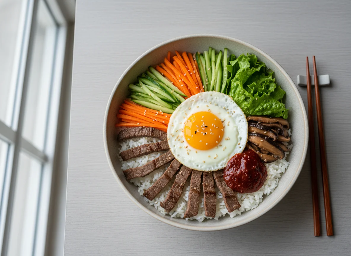 Бибимбап с говядиной photo