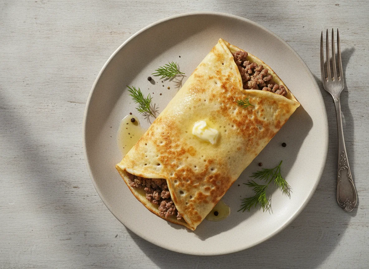 Блин с мясной начинкой photo