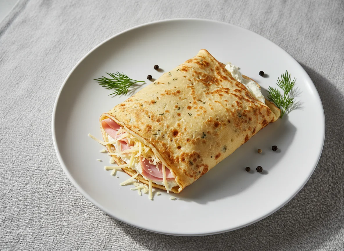 Блинчик с ветчиной и сыром photo