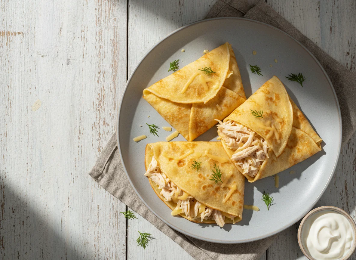 Блинчики с курицей и сыром photo