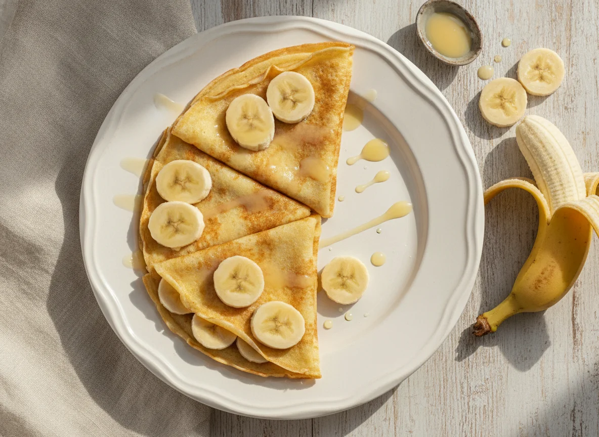 Блины с бананом и сгущенным молоком photo