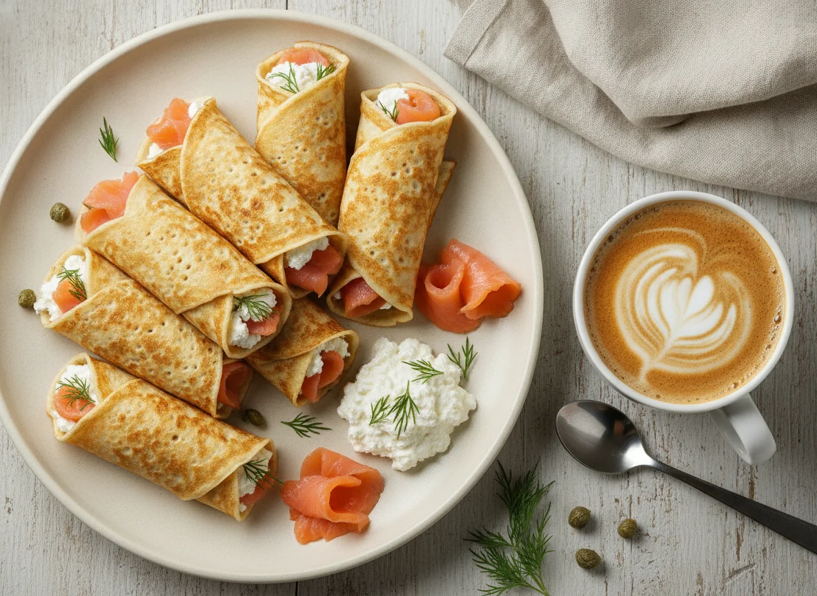 Блины с лососем и творожным сыром photo