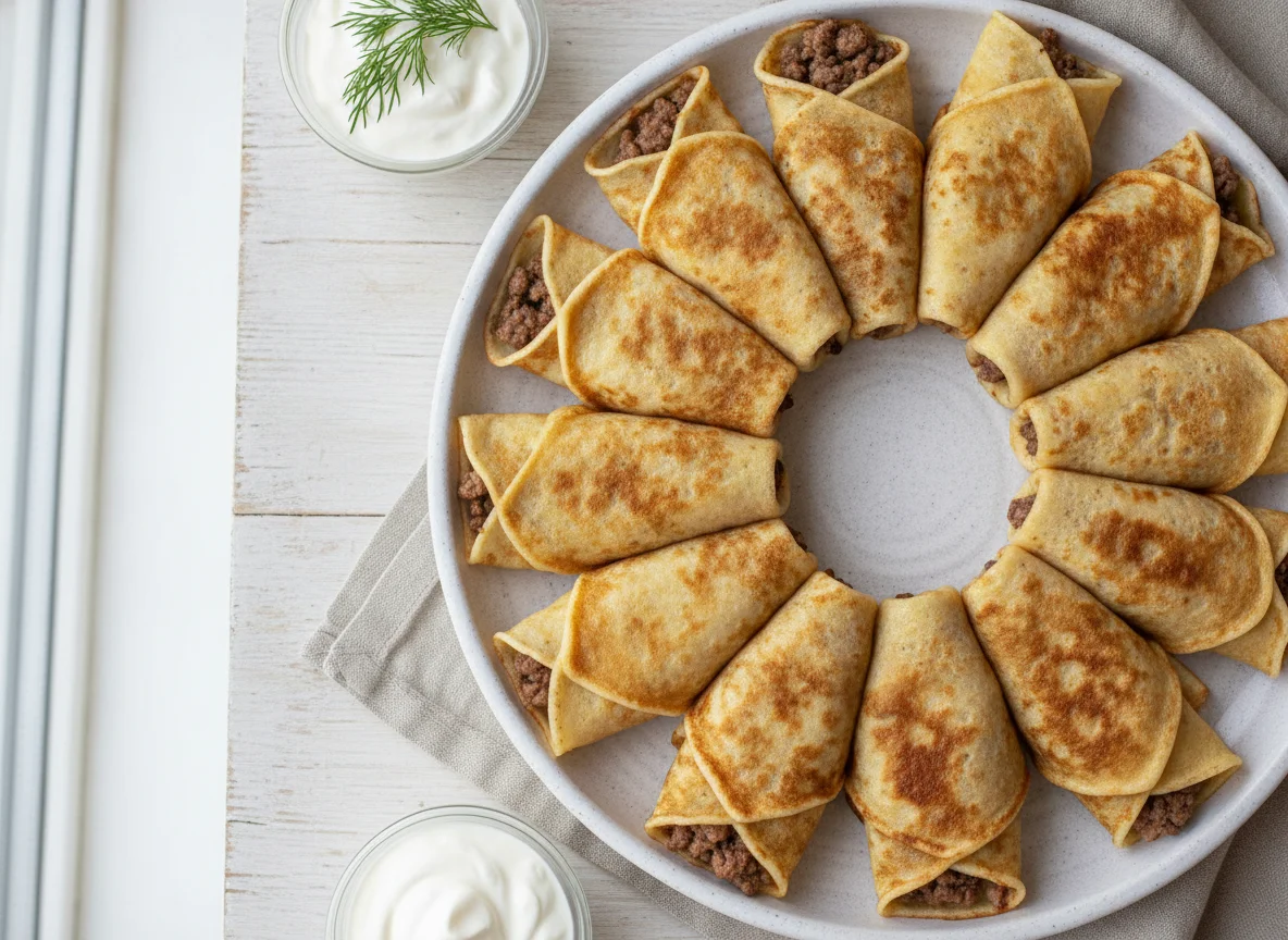 Блины с мясным фаршем photo