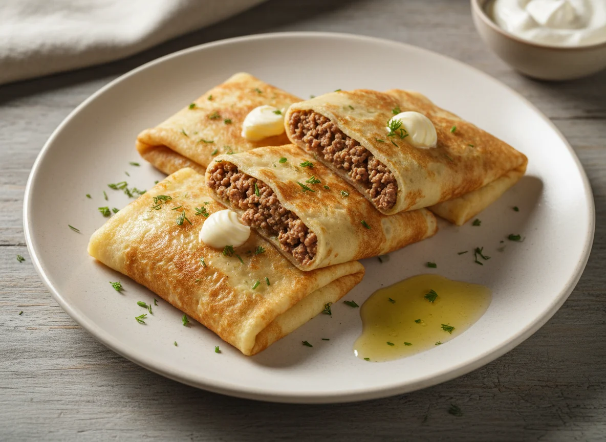Блины с мясом photo