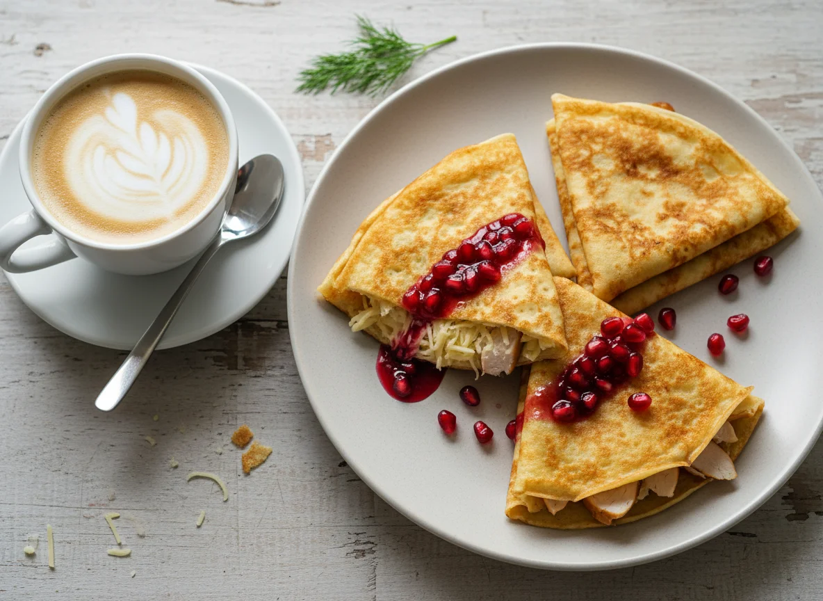 Блины с начинками и кофе photo