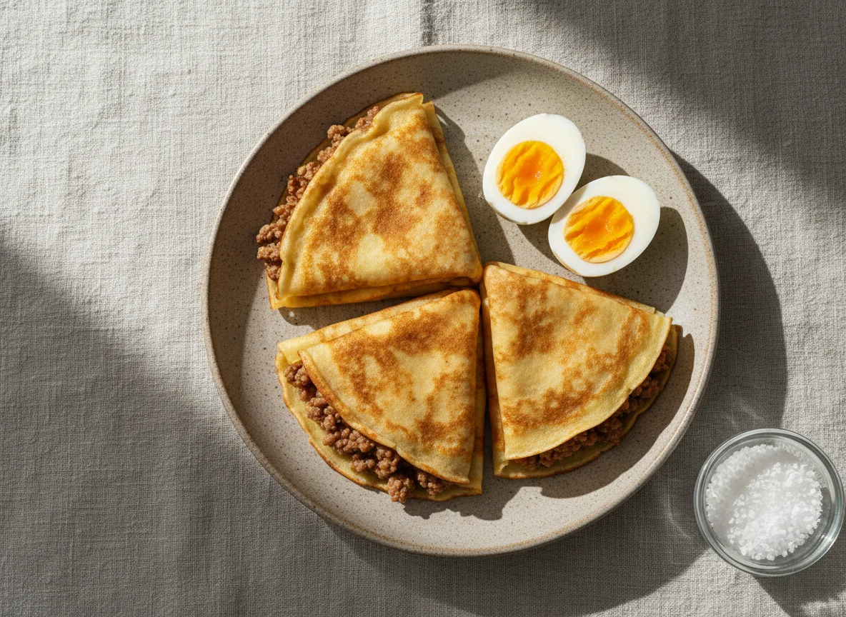 Блины с начинкой и яйца photo