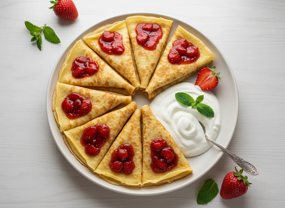 Блины с начинкой и сметаной photo