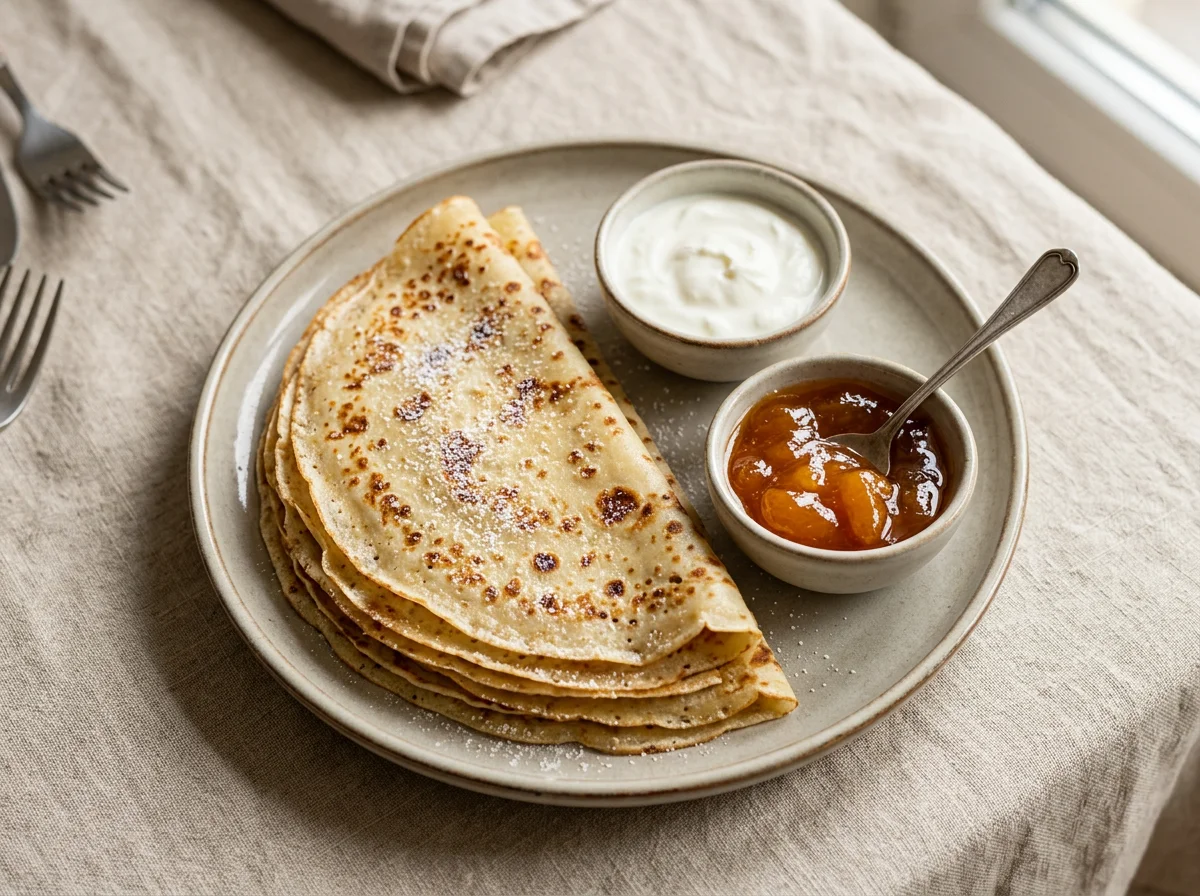 Блины со сметаной и вареньем photo