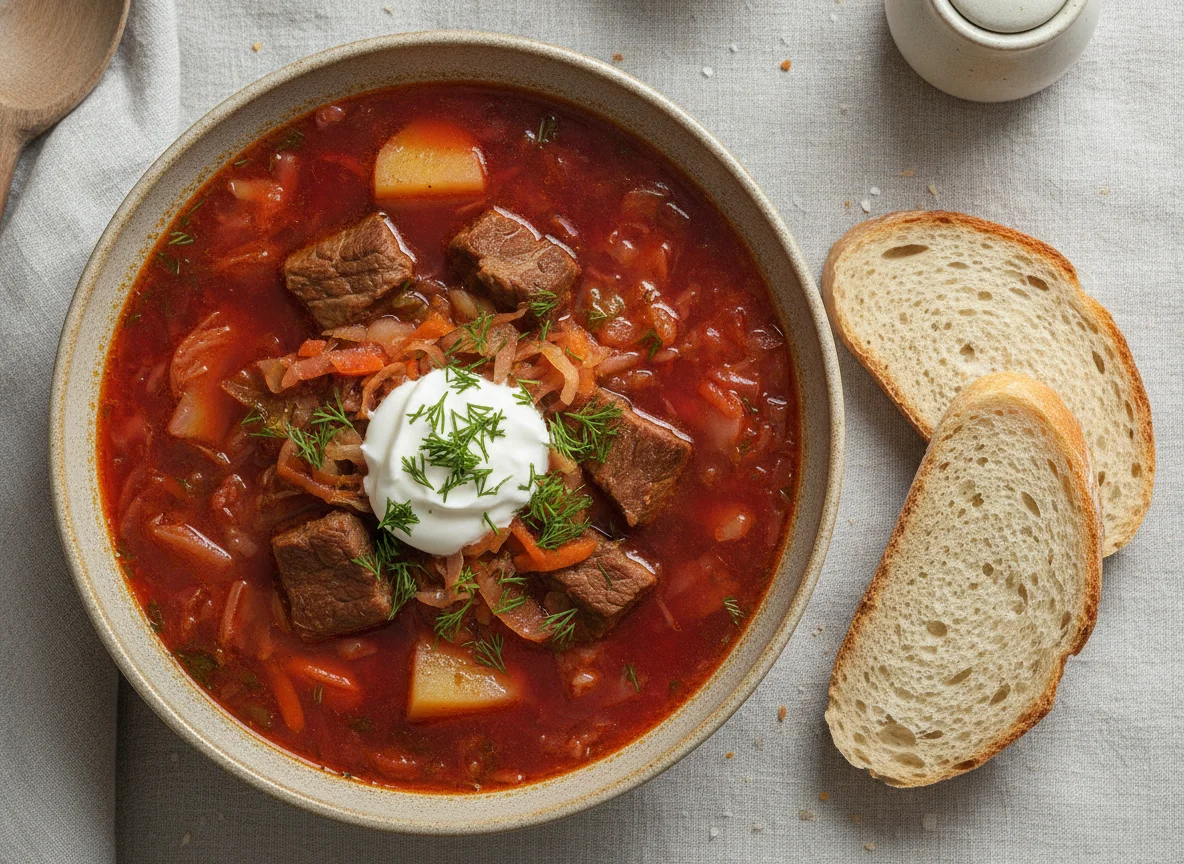 Борщ или мясной суп photo