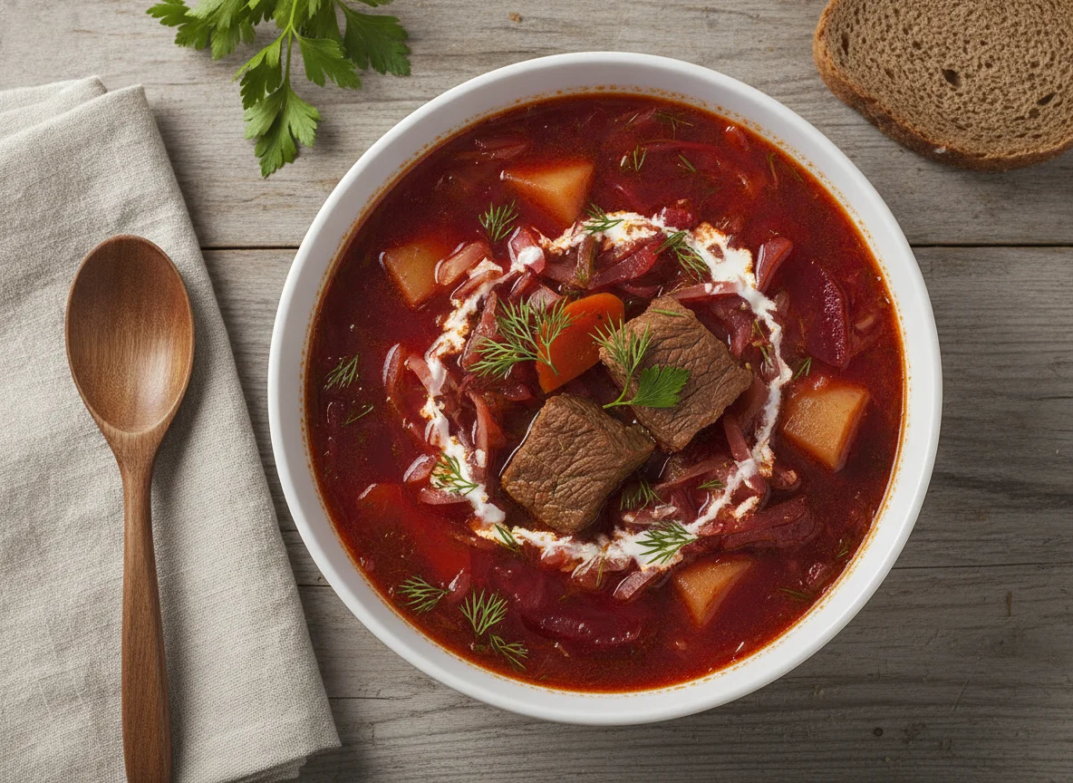 Борщ с говядиной и картофелем photo