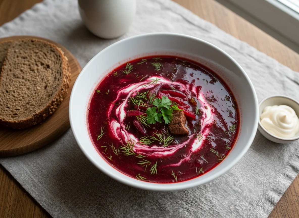 Борщ с хлебом и майонезом photo