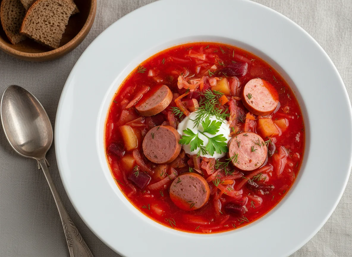 Борщ с колбасой photo
