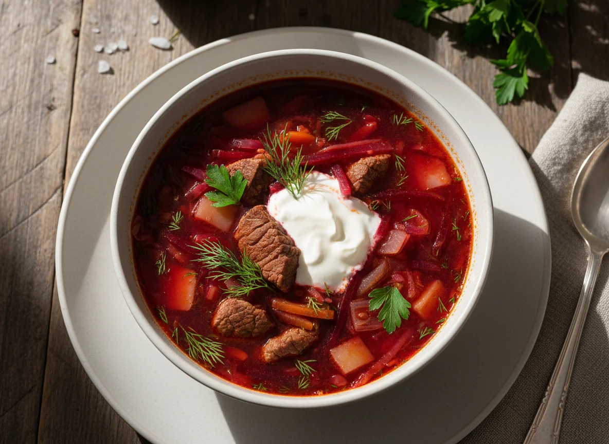 Борщ с мраморной говядиной photo