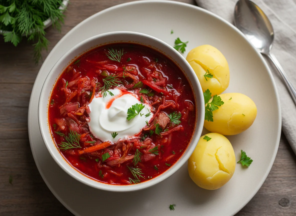 Борщ со сметаной и картофелем photo