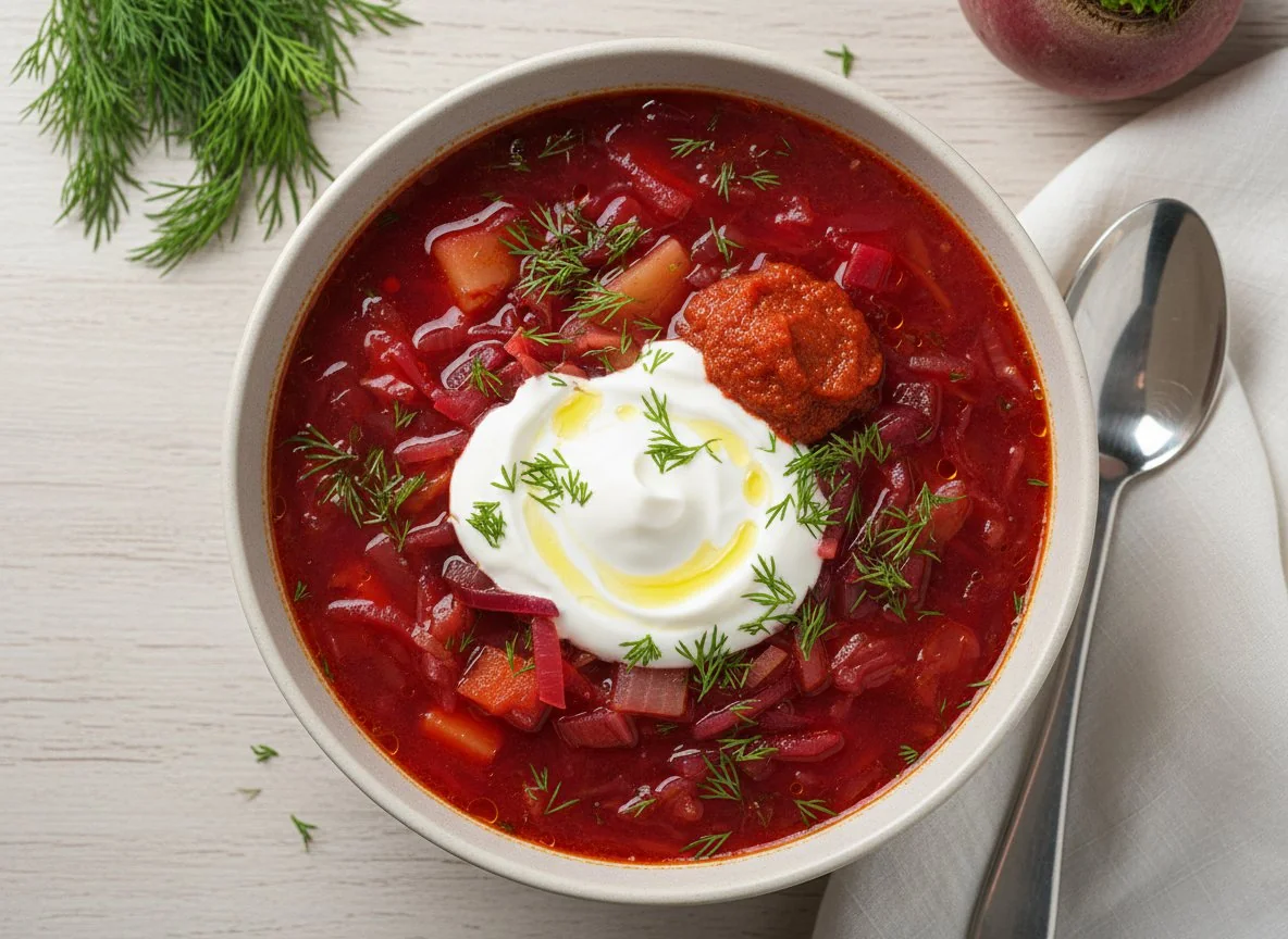 Борщ со сметаной постный photo