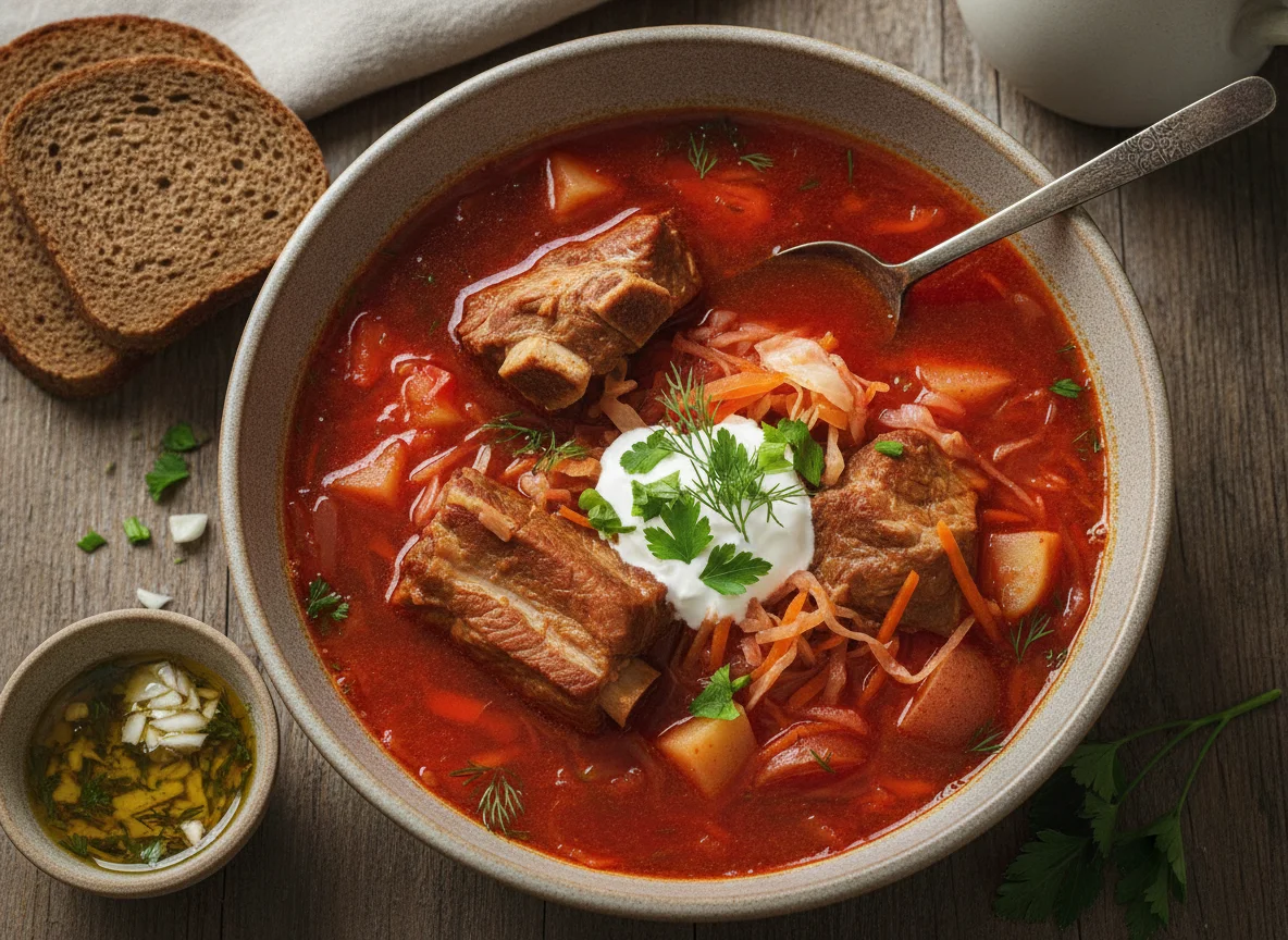 Борщ со свиными ребрышками photo