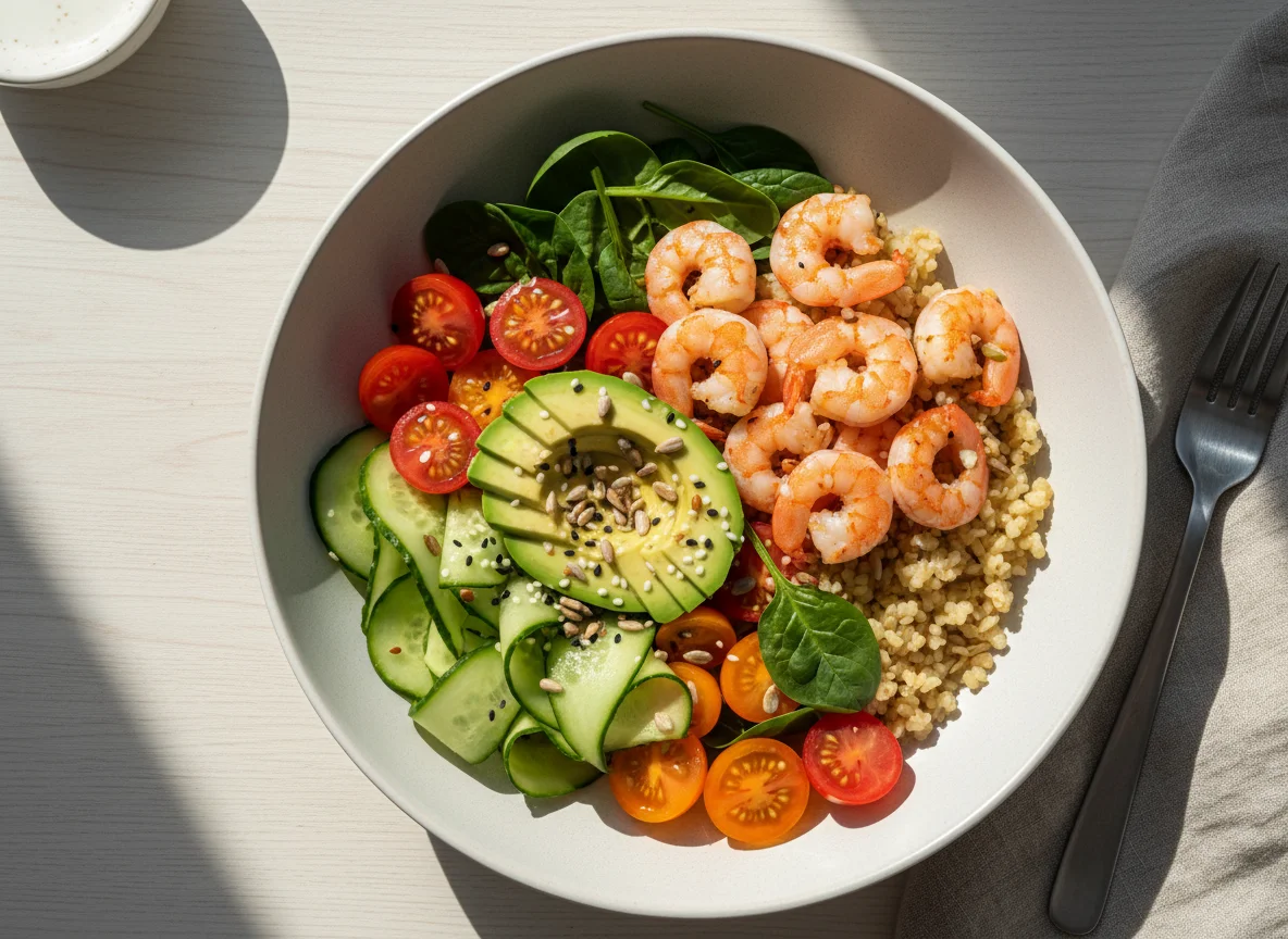 Боул с креветками и авокадо photo