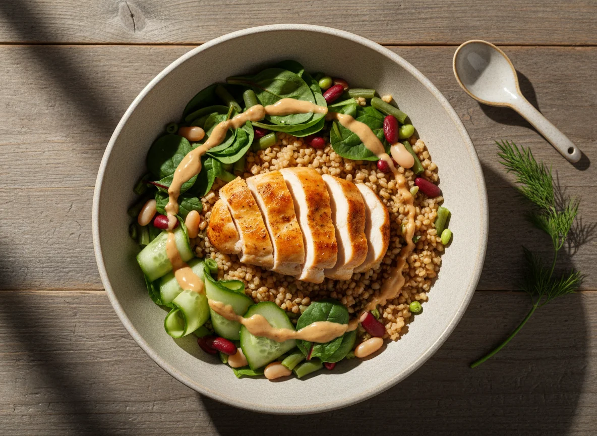 Боул с курицей и булгуром photo