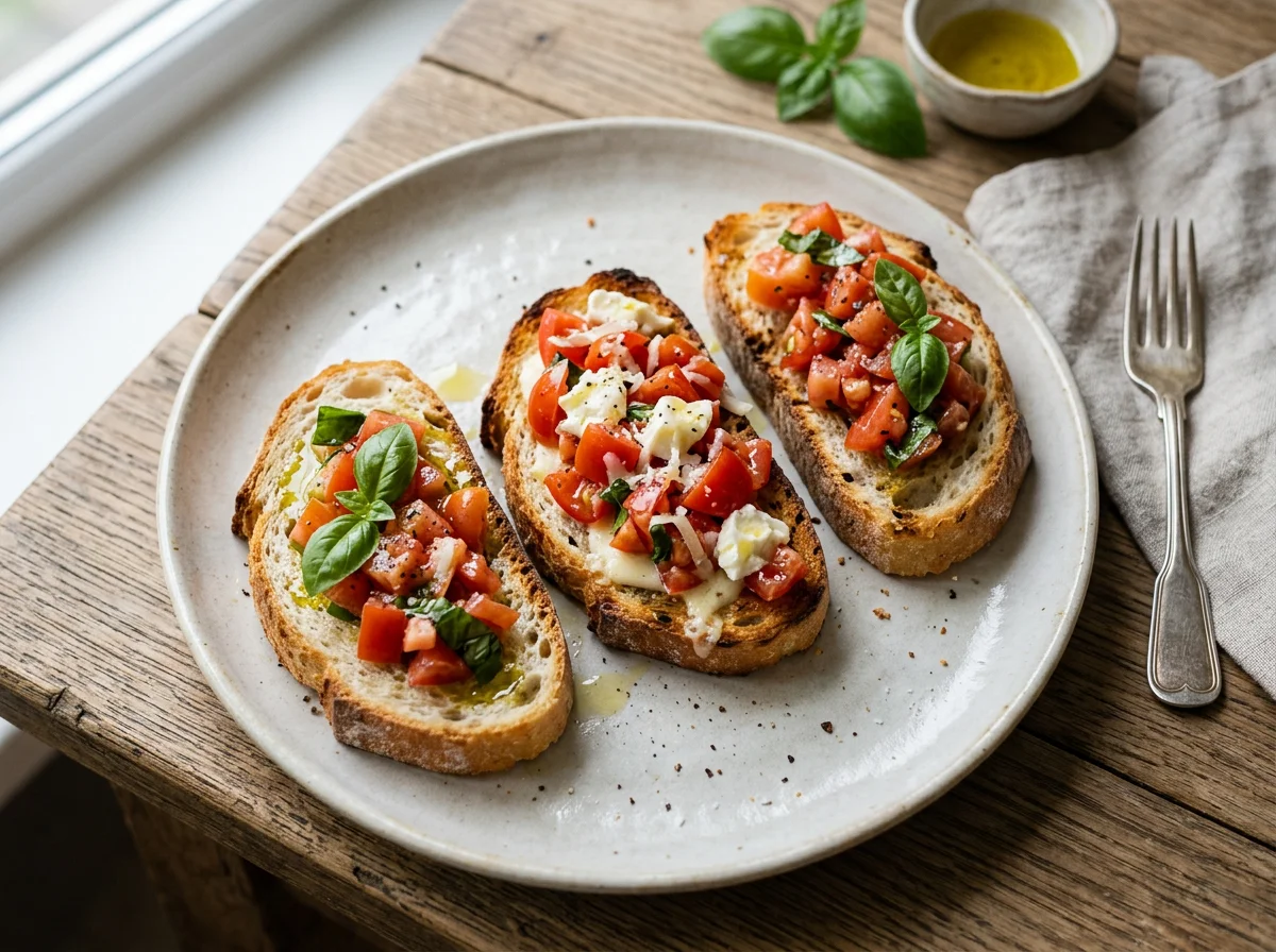 Брускетта с томатами и сыром photo