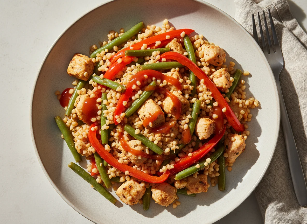 Булгур с курицей и овощами photo