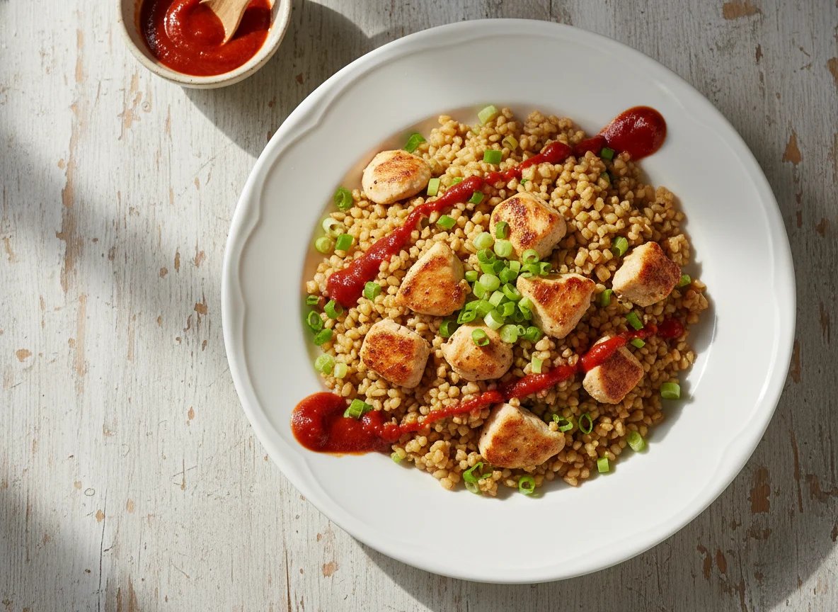 Булгур с курицей и соусом photo