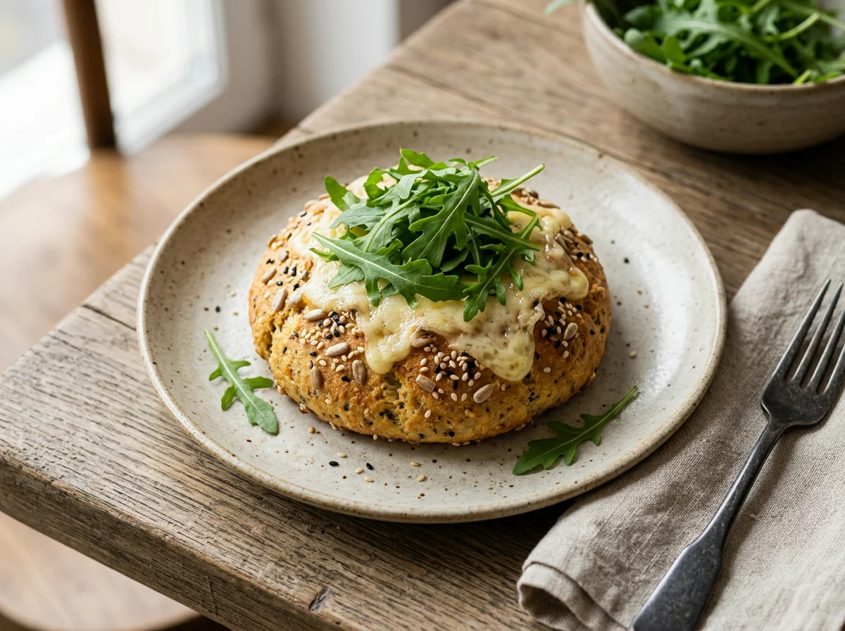 Булочка с сыром и рукколой photo