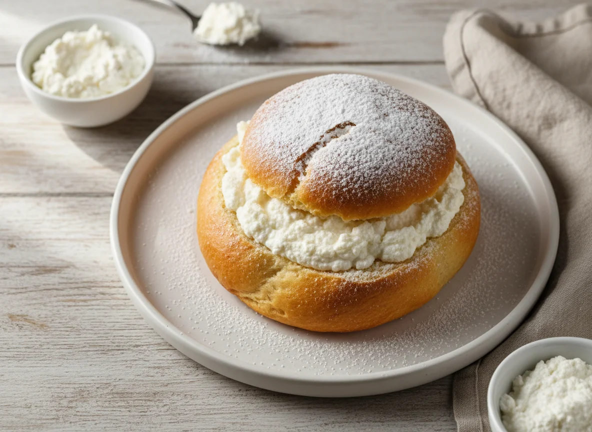 Булочка с творожной начинкой photo