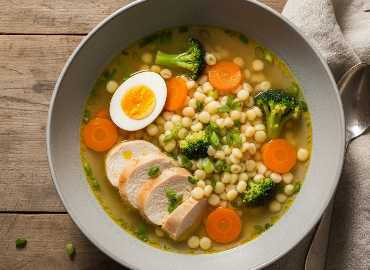 Бульон с курицей и птитимом photo