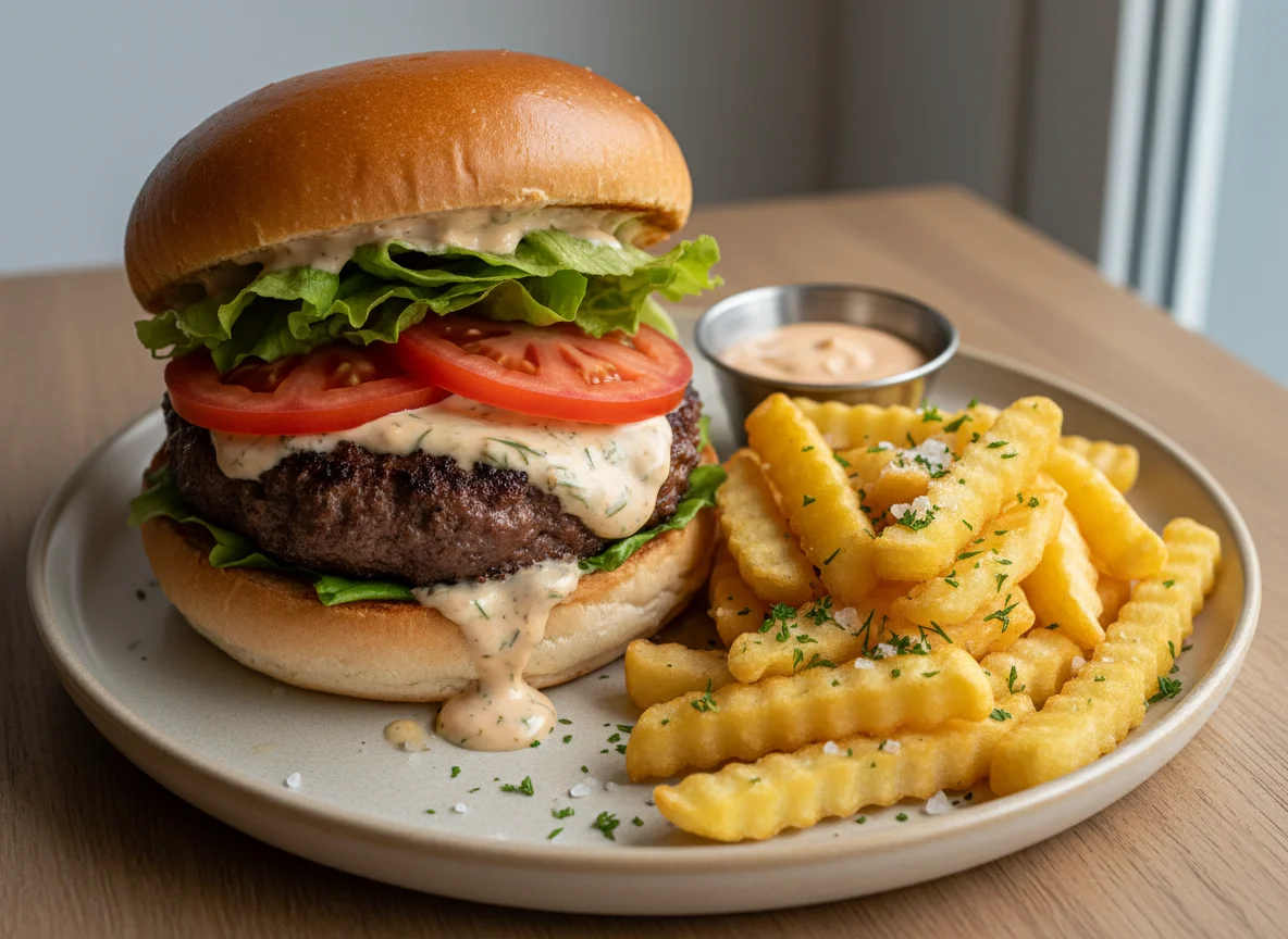 Бургер и картофель фри photo