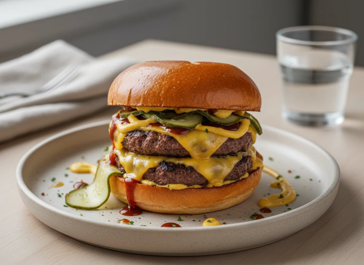 Бургер с двойной говядиной и сыром photo