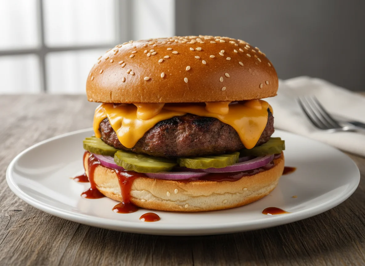 Бургер с говядиной и сыром photo