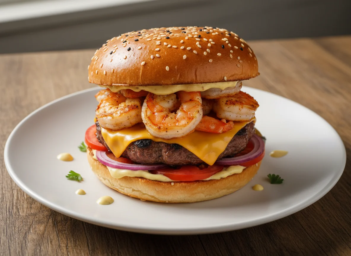 Бургер с креветками photo