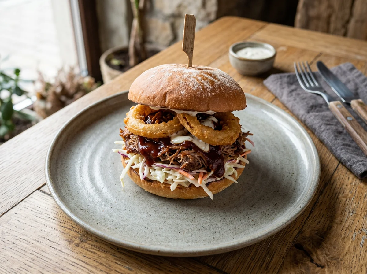 Бургер с рваной свининой photo