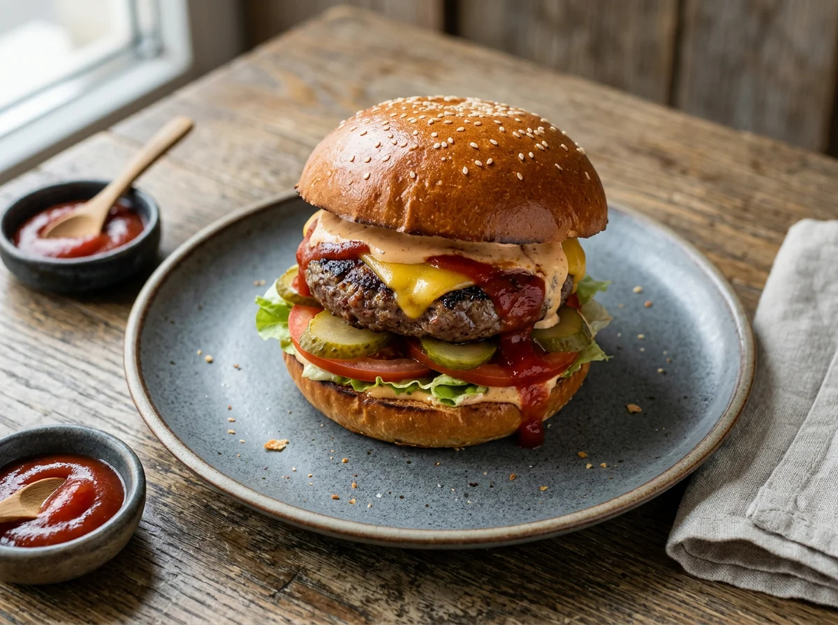 Бургер с соусом photo