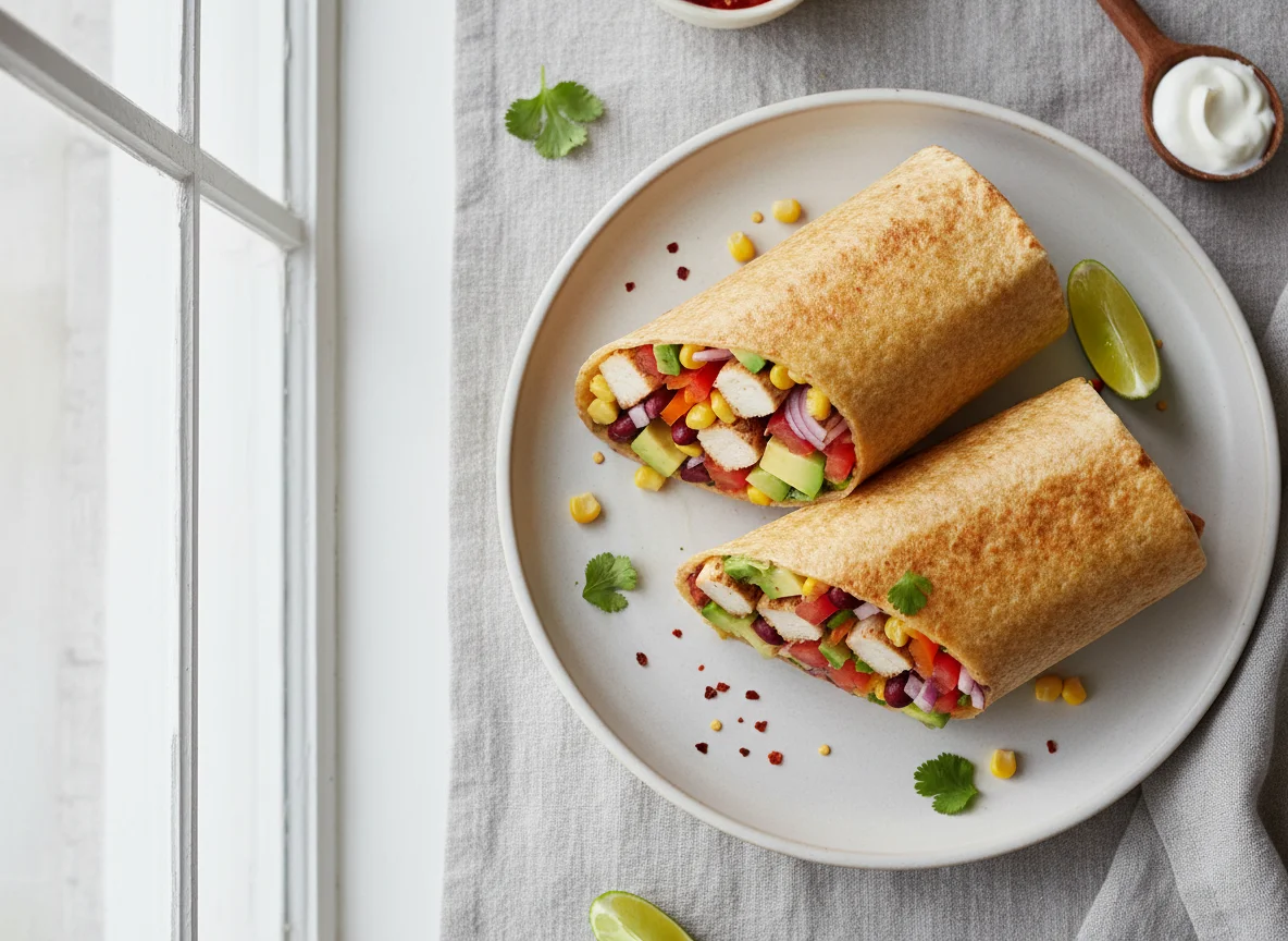 Буррито с курицей и овощами photo