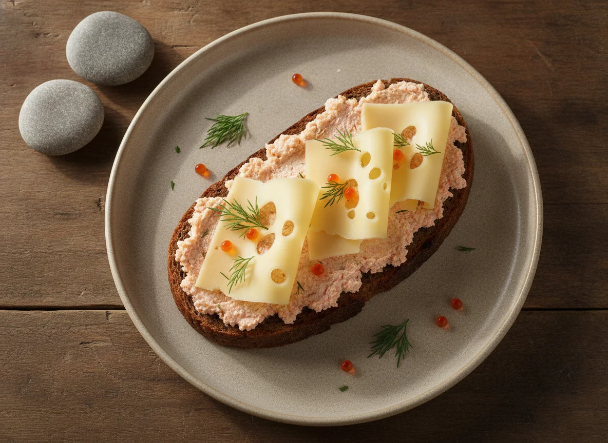 Бутерброд с икорным соусом и сыром photo
