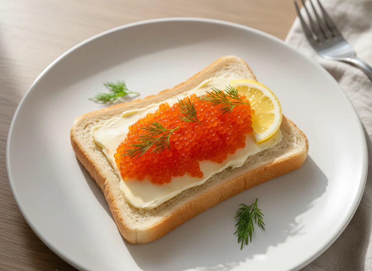 Бутерброд с икрой минтая photo