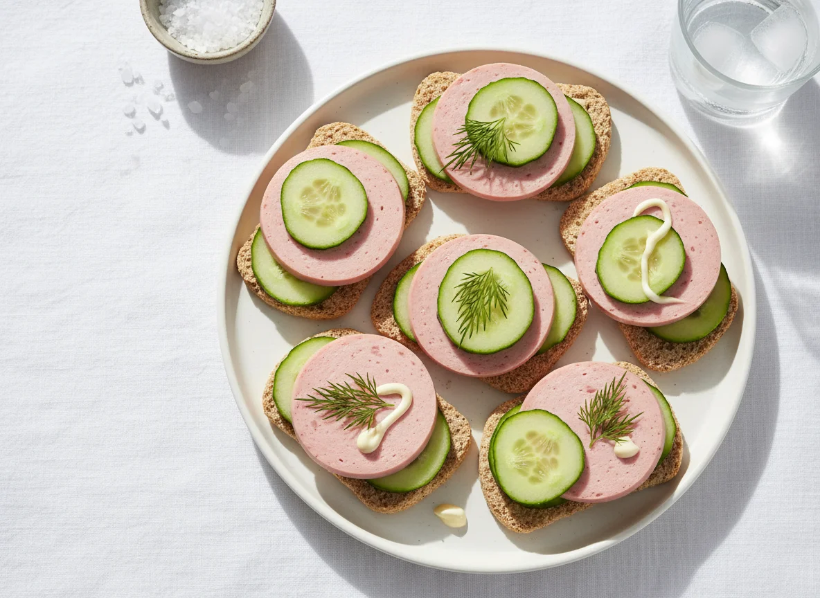 Бутерброд с колбасой и огурцом photo